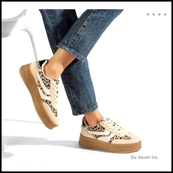 Platform Sneakers Retro Fashion Thick Rubber Sole Comfortable Tennis Skate